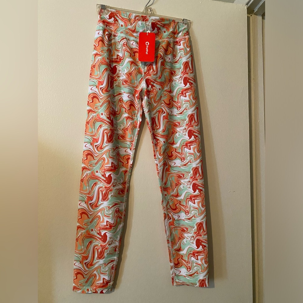 Girls PatPat Swirl Patterned Pants in Red, Orange, and Green